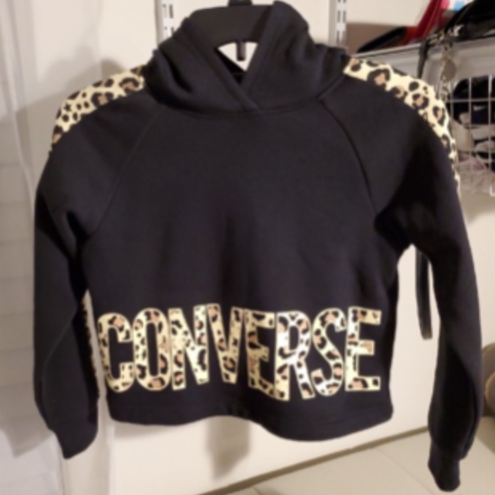 kids cheetah print converse cropped hoodie